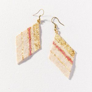 Ivory Coral & Gold Beaded Earrings by Ink + Alloy
